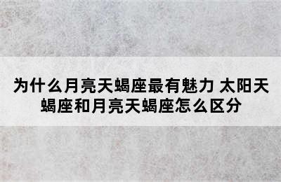 为什么月亮天蝎座最有魅力 太阳天蝎座和月亮天蝎座怎么区分